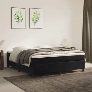 Comparateur de prix : Vidaxl - Sommier à ressorts de lit Noir 160x200 cm Velours Black