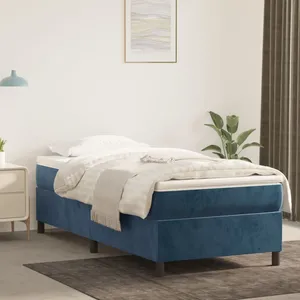 Vidaxl vidaXL Cadre de lit sans matelas - Bleu foncé 90x200 cm velours pas cher