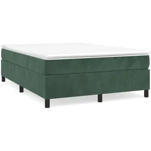 vidaXL Cadre de lit Vert foncé 140x190 cm Velours pas cher
