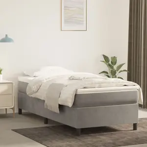 Sommier à ressorts de lit Gris clair 80x200 cm Velours Vidaxl Light grey pas cher