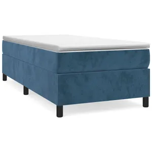 vidaXL Cadre de lit Bleu foncé 90x190 cm Velours pas cher
