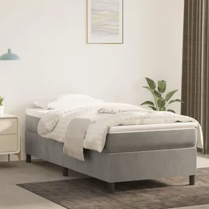vidaXL Cadre de lit Gris clair 90x190 cm Velours pas cher