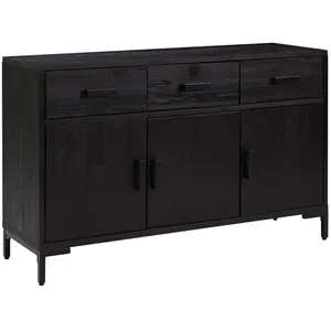vidaXL Buffet Noir 110x35x70 cm Bois de pin massif