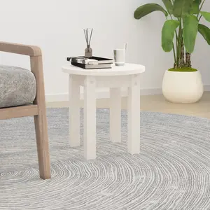 vidaXL Table basse Blanc Ø 35x35 cm Bois massif de pin pas cher