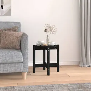 Comparateur de prix : vidaXL Table basse Noir Ø 42,5x45 cm Bois massif de pin