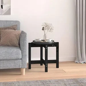 vidaXL Table basse Noir Ø 52,5x45 cm Bois massif de pin pas cher