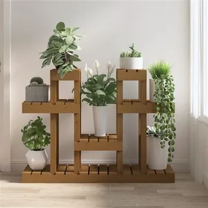 vidaXL Support à plantes Marron miel 104,5x25x77,5 cm Bois massif pin pas cher