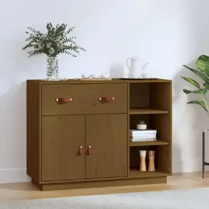 vidaXL Buffet Marron miel 98,5x40x75 cm Bois massif de pin pas cher