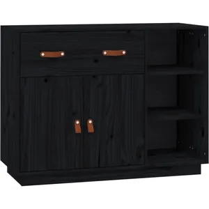 vidaXL Buffet Noir 98,5x40x75 cm Bois massif de pin pas cher