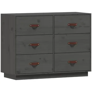 vidaXL Buffet Gris 100x40x75 cm Bois massif de pin pas cher