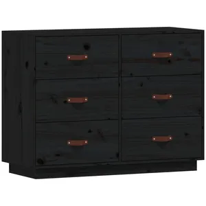 vidaXL Buffet Noir 100x40x75 cm Bois massif de pin