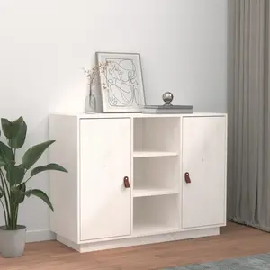 vidaXL Buffet Blanc 100x40x75 cm Bois massif de pin pas cher