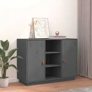 vidaXL Buffet Gris 100x40x75 cm Bois massif de pin pas cher