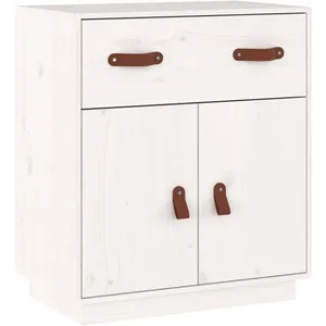 vidaXL Buffet Blanc 65,5x40x75 cm Bois massif de pin pas cher