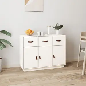 vidaXL Buffet Blanc 100x40x75 cm Bois massif de pin pas cher
