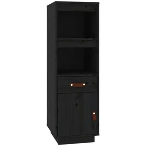 vidaXL Buffet haut Noir 34x40x108,5 cm Bois massif de pin pas cher