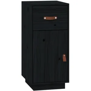vidaXL Buffet Noir 34x40x75 cm Bois massif de pin pas cher