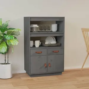 vidaXL Buffet haut Gris 67x40x108,5 cm Bois massif de pin pas cher