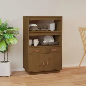 vidaXL Buffet haut Marron miel 67x40x108,5 cm Bois massif de pin pas cher