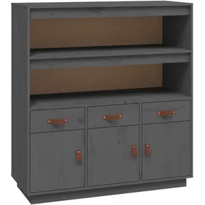 vidaXL Buffet haut Gris 100x40x108,5 cm Bois massif de pin pas cher