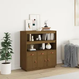 vidaXL Buffet haut Marron miel 100x40x108,5 cm Bois massif de pin pas cher