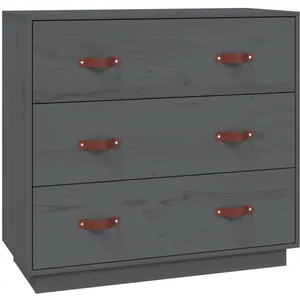 vidaXL Buffet Gris 80x40x75 cm Bois massif de pin pas cher