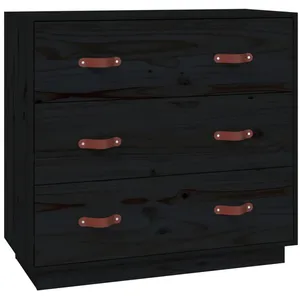 vidaXL Buffet Noir 80x40x75 cm Bois massif de pin