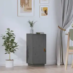 vidaXL Buffet Gris 34x40x75 cm Bois massif de pin pas cher