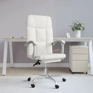 vidaXL Fauteuil inclinable de bureau Blanc Similicuir pas cher