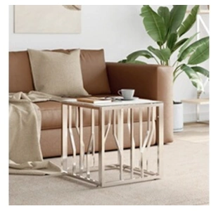 Non communiqué vidaXL Table basse argenté 50x50x50 cm acier inoxydable et verre pas cher