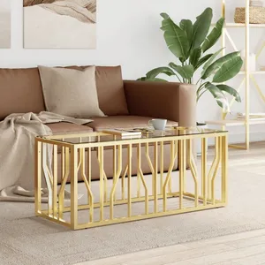 vidaXL Table basse 110x45x45 cm acier inoxydable et verre pas cher