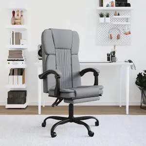 vidaXL Fauteuil inclinable de bureau Gris clair Tissu pas cher