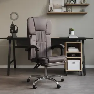 vidaXL Fauteuil inclinable de bureau Gris Similicuir pas cher