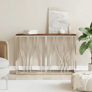 vidaXL Table console acier inoxydable et bois massif de récupération