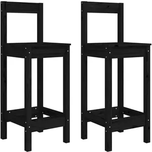 Comparateur de prix : vidaXL Chaises de bar lot de 2 noir 40x41,5x112 cm bois de pin solide