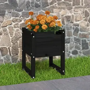 vidaXL Jardinière Noir 40x40x52,5 cm Bois massif de pin pas cher