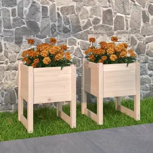 vidaXL Jardinières 2 pcs 40x40x52,5 cm Bois massif de pin pas cher