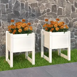 vidaXL Jardinières 2 pcs Blanc 40x40x52,5 cm Bois massif de pin pas cher