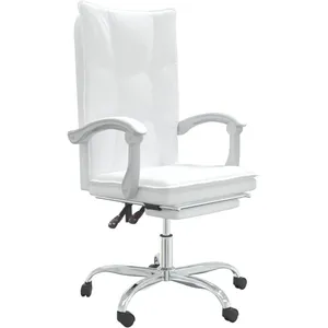vidaXL Fauteuil inclinable de bureau Blanc Similicuir pas cher