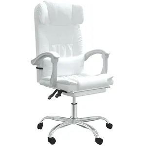 Fauteuil De Massage Inclinable De Bureau Blanc Similicuir Vidaxl pas cher
