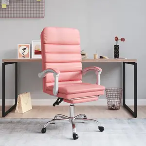VIDAXL Fauteuil de massage inclinable de bureau Rose Similicuir pas cher