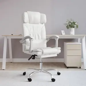 vidaXL Vidaxl Fauteuil Inclinable De Bureau Blanc SimilicuirVendu parrue-du-commerce