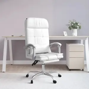 Fauteuil De Massage Inclinable De Bureau Blanc Similicuir Vidaxl pas cher
