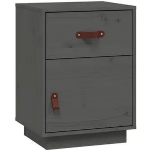 vidaXL Table de chevet Gris 40x34x55 cm Bois de pin solide pas cher