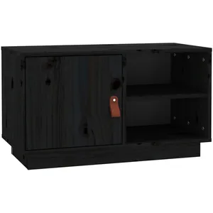 vidaXL Meuble TV Noir 70x34x40 cm Bois de pin massif pas cher