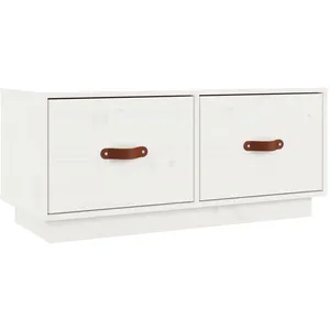 vidaXL Meuble TV Blanc 80x34x35 cm Bois de pin massif pas cher