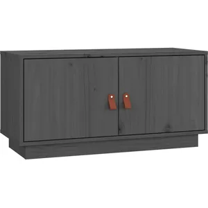 vidaXL Meuble TV Gris 80x34x40 cm Bois de pin massif pas cher