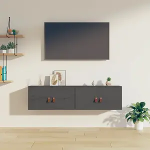Comparateur de prix : vidaXL Armoires murales 2 pcs Gris 60x30x30 cm Bois de pin massif