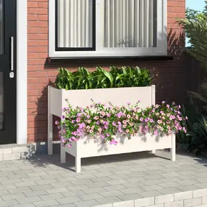 vidaXL Jardinière Blanc 110x84x75 cm Bois massif de pin pas cher