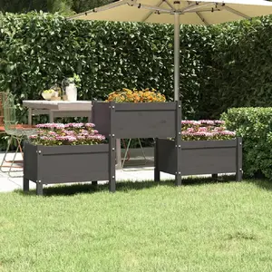 vidaXL Jardinière Gris 178,5x44x75 cm Bois massif de pin pas cher